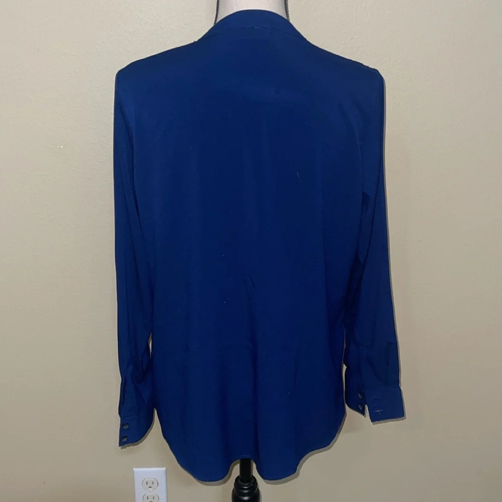 a.n.a blue lace button down business casual top size petite large - Picture 3 of 4